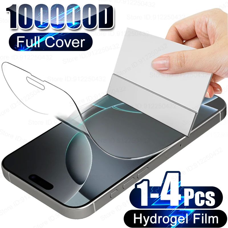 1-4Pcs Hydrogel Film For iPhone 16 15 14 13 12 11 Pro Max Pl