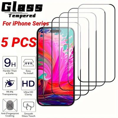 5Pcs Screen Protector For IPhone 17 16 Pro Max 16e 17Air 14