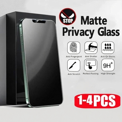 1-4PCS Privacy Matte Tempered Glass For iPhone 14 15 16 17 ProMax Protective Glass  Anti Spy Peeping
