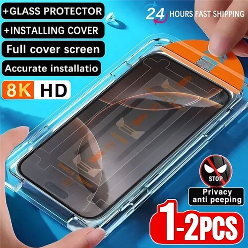 2Pcs Dust Free Installation Privacy Screen Protector For iPhone 15 16 Pro Max Plus Anti-spy Glass