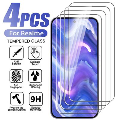 4Pcs Tempered Glass For Realme 16 Pro 14 13 12 11 10 9 8 4G
