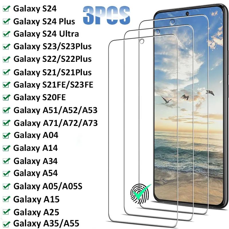 3PCS Tempered Glass for Samsung Galaxy S24 Ultra S23 S22 Plu