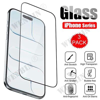 3 Pcs Tempered Glass For iPhone 17 Pro Max 17 Air 16 15 14 1