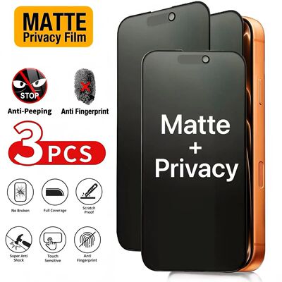 3pcs Full Cover Matte Privacy Screen Protector For iPhone 18