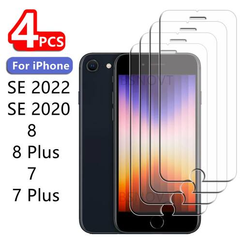 4Pcs For iPhone SE 2022 Glass iPhone 6s SE 7 8 Plus Glass 9H HD Clear Cover Screen Protector iPhone