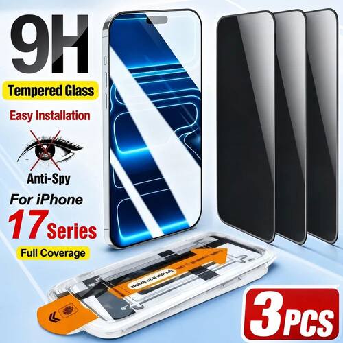 3PCS Privacy Tempered Glass For iPhone 18 17 16 15 Anti Spy