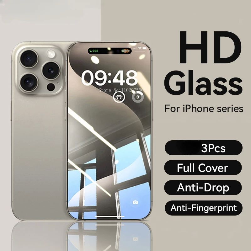 3pcs Anti-Burst Protective Glass for IPhone 15 14 13 12 11 P