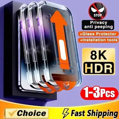 1-3PCS Dust Free Installation Privacy Tempered Glass For iPhone 17 16 15 14 13 12 11Pro Max Anti-Spy