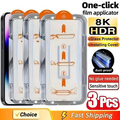 3Pcs Oleophobic Coating Dust Free Easy Installation Screen Protector For iPhone  15 16 17ProMax Mini