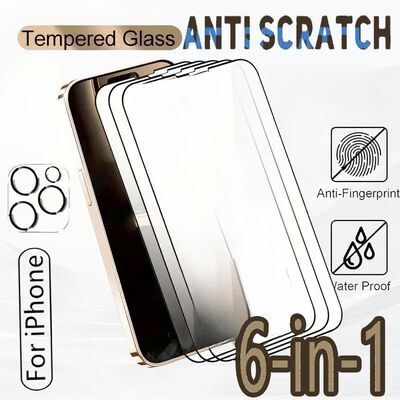 6IN1 9D Screen Protector For iPhone 17 16 14 15 13 12 Pro Max Camera Lens Tempered Glass For iPhone