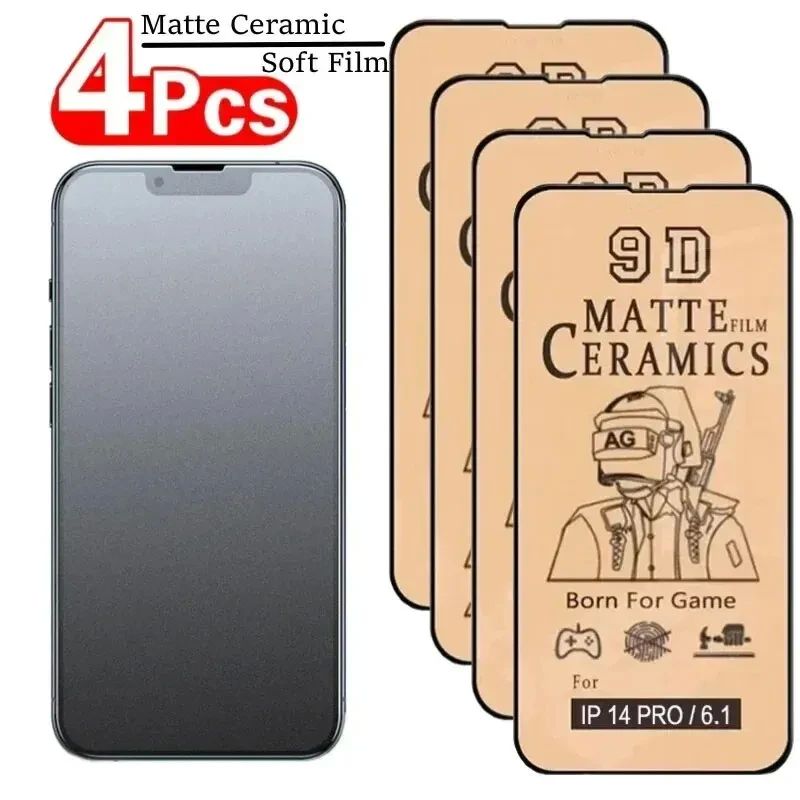 4PCS/Lot Matte Ceramic Film For iPhone 15 14 13 12 11 Pro Ma