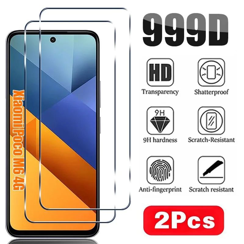 2Pcs 9H Hardness Tempered Glass For Xiaomi POCO X3 NFC X5 X6 Pro Screen Protector  Glass Film