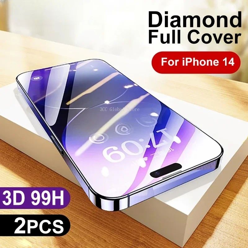 2Pcs 99H Protective Glass For iPhone 13 12 Mini 11 Pro 14 Pr