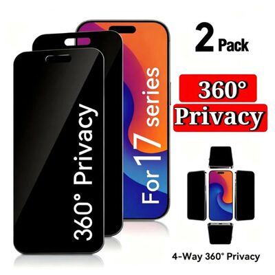 1-2PCS 360 Degree Privacy Tempered Glass for iPhone 18 Pro M