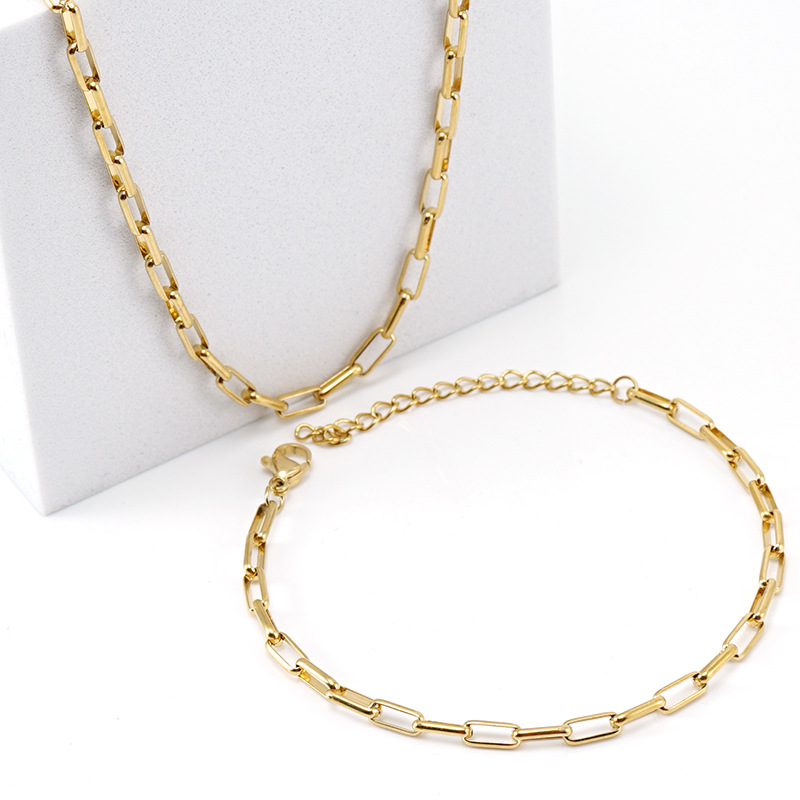 Regular Bare Chain All-match Titanium Steel 18k Gold Necklac