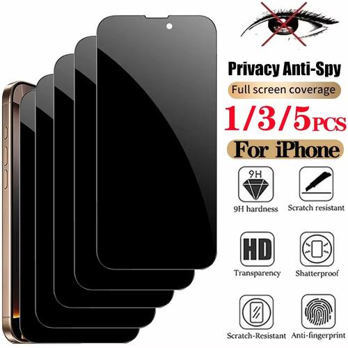 Anti-Spy Tempered Glass For iPhone 14 16 15 13 11 12 17 Pro