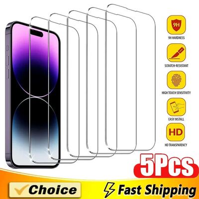 5Pcs Tempered Glass For iPhone Pro Max Mini Screen Protector For IPhone Plus MAX Protective Glass