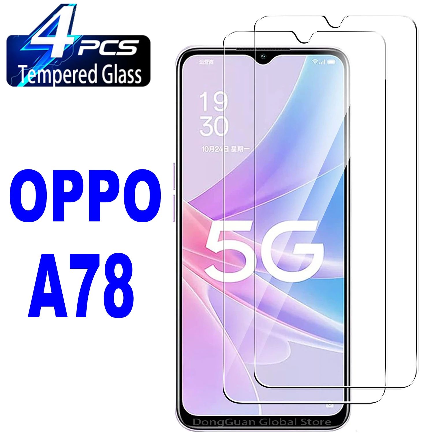 9H Tempered Glass Film For OPPO A78 5G 2/4Pcs HD Screen Prot