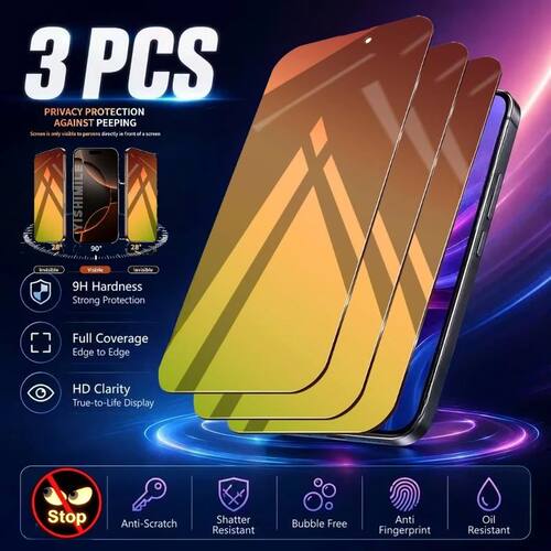 3pcs Privacy Tempered Glass for iPhone 17 16 15 14 13 12 11