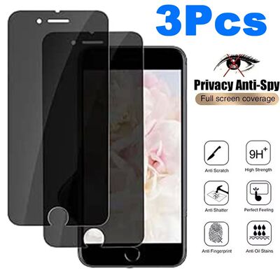 3Pcs Privacy Screen Protector For iPhone 6 6s 7 8 Plus SE2020 SE2022 Anti-Spy Tempered Glass
