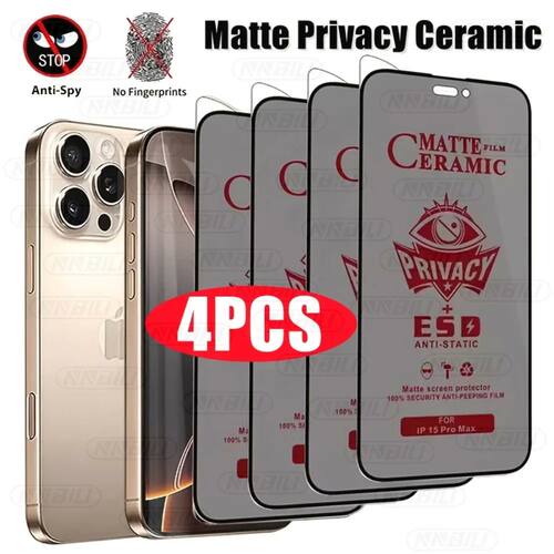 4pcs Matte Ceramic Privacy Screen Protector for iPhone 17 Pro Max 17 16 15 14 13 12 17Air Not Glass