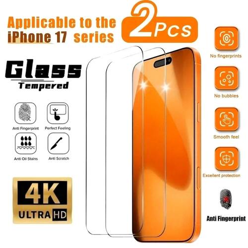 2Pcs Ultra HD Full Cover Tempered Glass for iPhone 17 16 15