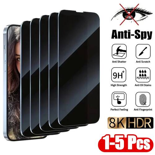 1-5Pcs Anti-spy Tempered Glass for IPhone 16 15 14 13 12 17Pro 13Pro Max Screen Protector Cover