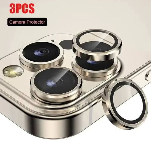 3Pcs Metal Ring Camera Lens Protector Glass For iPhone 16 15