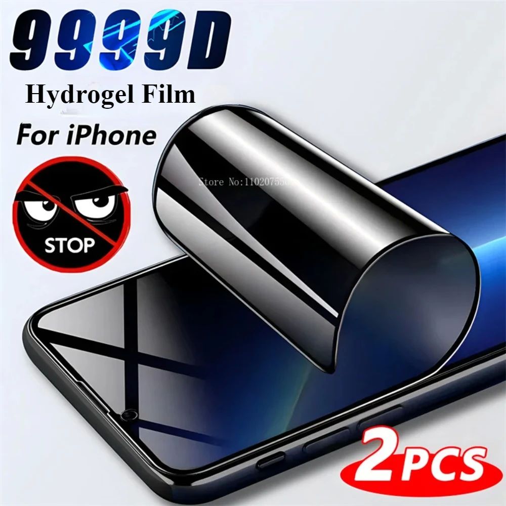 2Pcs Anti-Spy Hydrogel Film For iPhone 16 15 14 13 12 11 Pro