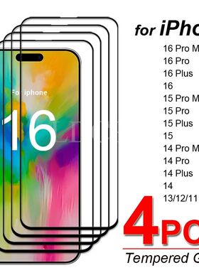 4 Pcs For Apple iPhone 16 Pro Max Glass Tempered Glass HD Fl