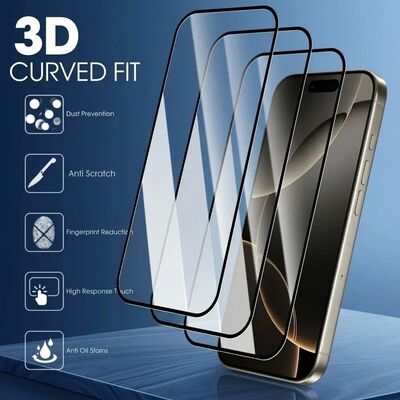 3Pcs Full Cover Screen Protector for iPhone 17 16 15 14 Pro