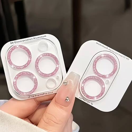 1PC Pink Glitter Camera Lens Protector for iPhone 17-11 Pro