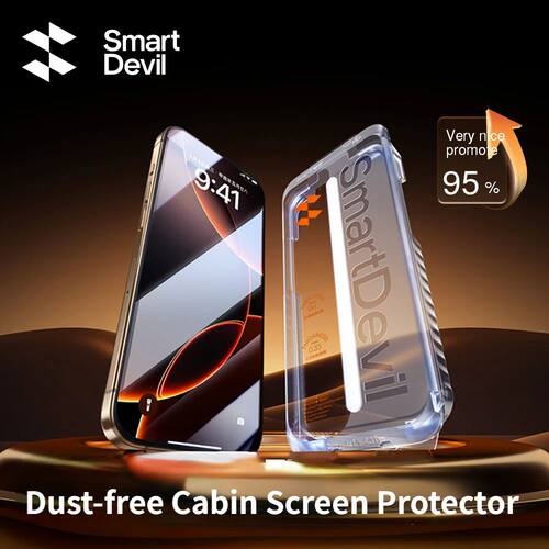 SmartDevil Dust-free Cabin Screen Protector for iPhone 16ProMax 16 15 HD Privacy Tempered Glass Film