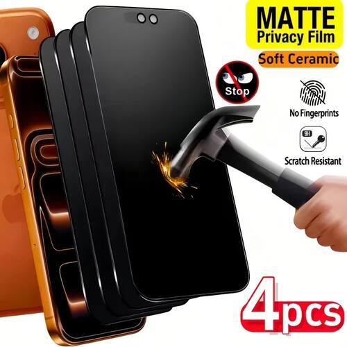 1-4Pcs Matte Ceramic Privacy Screen Protector For iPhone 17