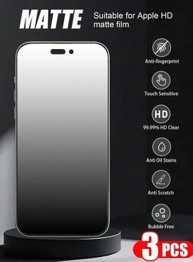 3Pack Matte Tempered Glass Screen Protector for iPhone 16 15