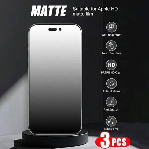 3Pack Matte Tempered Glass Screen Protector for iPhone 16 15