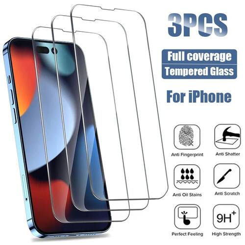 3PCS Full Tempered Glass For iPhone 18 17 16 14 15 16 Pro Max 15 Plus Screen Protector on for iPhone