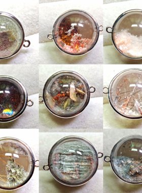 S925纯银镶嵌天然莫奈花园绿彩幽灵水晶DIY双耳魔盒手串链孤品19