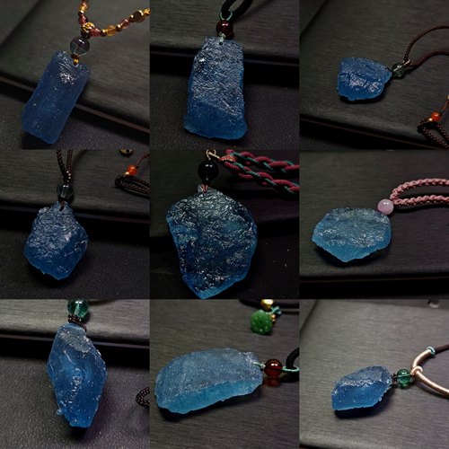 天然海蓝宝原石吊坠毛衣链项链项链一物一图孤品6 号