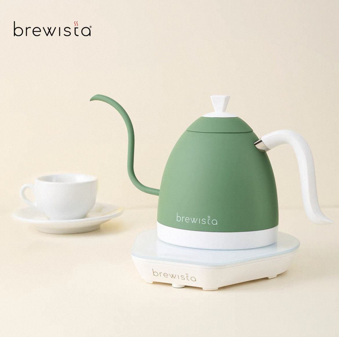 Brewista手冲咖啡壶细长嘴不锈钢温控水壶家用咖啡器具0.6L青松绿