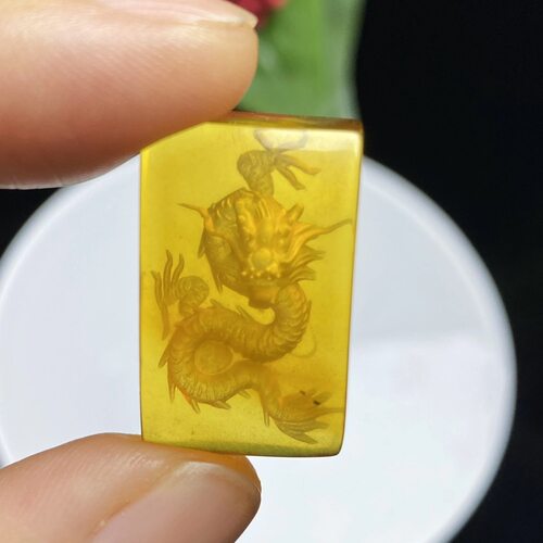 保真天然缅甸琥珀金绞蜜阴雕龙可镶嵌戒指 diy 重4.2克