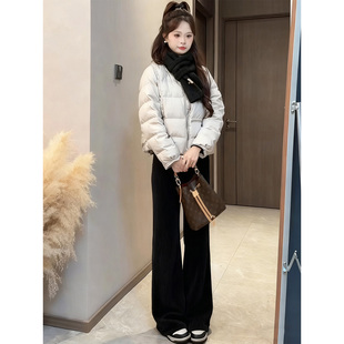 ROUMIKL冬季穿搭一整套小个子巨好看的短款服外套阔腿裤显瘦套装