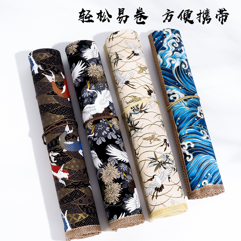 紫芳斋毛笔笔帘古风手工布艺笔袋卷毛笔保护毛笔袋文房四宝书画具