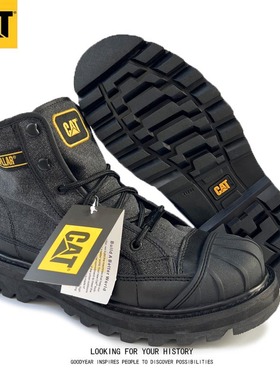 黑CAT卡特高帮马丁靴大黄靴工装鞋帆布男鞋透气耐磨英伦复古登山