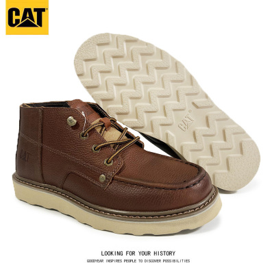cat卡特工装男马丁靴中帮大黄靴