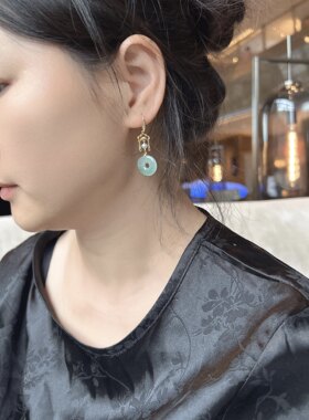LuxuryLegend 奢华传说 重工国潮范18K黄金镶冰种翡翠金镶玉耳环