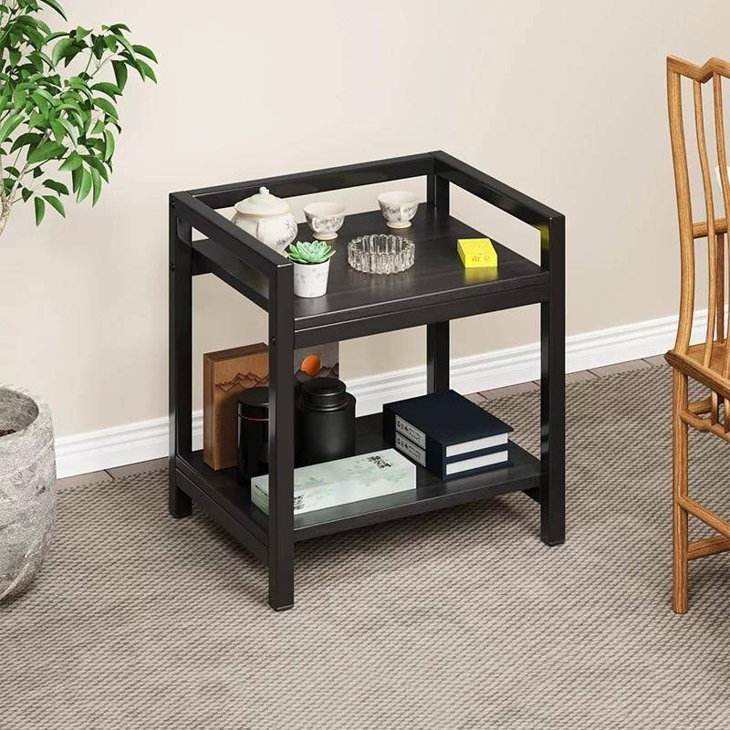 米悦麻将茶几可移动棋牌室专用茶水架胡桃木小型极简麻将桌边几置