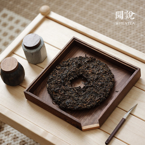 胡桃木双拼色闻说实木茶饼盒