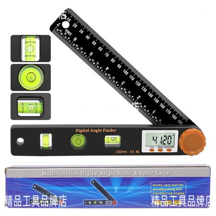 新款4in1橙色头数显角度尺水平尺 木工角度尺 带水平泡数显量具多