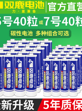 双鹿碳性五号七号干电池5号和7号小号儿童玩具空调电视遥控器专用AAA普通电池1.5V鼠标挂钟闹钟钟表用AA正品
